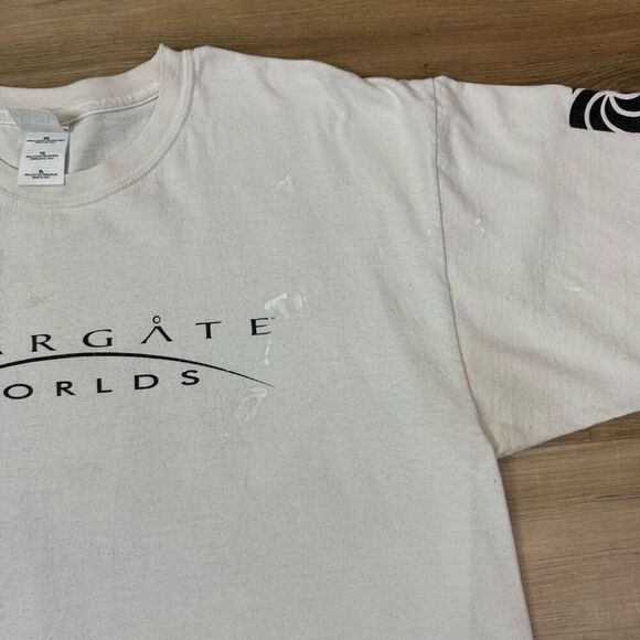 Stargate Worlds Size XL Promo Graphic Tee Shirt White Cancelled CME Video Game - Picture 3 of 9